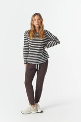 Cloth + Paper + Scissors | The Hero Stripe Raglan Tee | White/Chocolate Torte