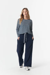 Cloth + Paper + Scissors | The Hero Stripe Raglan Tee | White/Parisian Navy