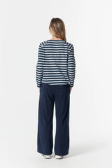 Cloth + Paper + Scissors | The Hero Stripe Raglan Tee | White/Parisian Navy