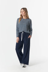 Cloth + Paper + Scissors | The Hero Stripe Raglan Tee | White/Parisian Navy