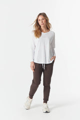 Cloth + Paper + Scissors | Come Back Queen Cross Long Sleeve Tee | White/Pink A Boo