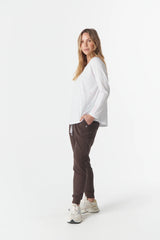 Cloth + Paper + Scissors | Come Back Queen Cross Long Sleeve Tee | White/Pink A Boo
