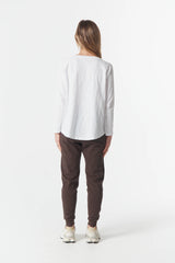 Cloth + Paper + Scissors | Come Back Queen Cross Long Sleeve Tee | White/Pink A Boo
