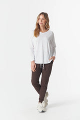 Cloth + Paper + Scissors | Come Back Queen Cross Long Sleeve Tee | White/Pink A Boo