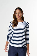 Cloth + Paper + Scissors | Repeat Tee | White/Parisian Navy