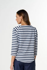 Cloth + Paper + Scissors | Repeat Tee | White/Parisian Navy