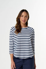 Cloth + Paper + Scissors | Repeat Tee | White/Parisian Navy