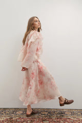 MAEVARII | Chloe Ruffle Bow Blouse | Floating Frost Flowers