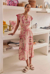 OnceWas | Estella Linen Viscose Yoke Skirt | Palmarosa