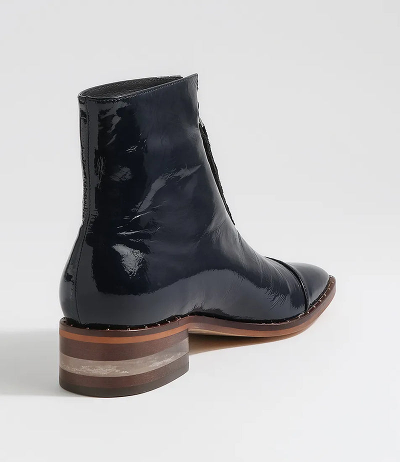 Django and Juliette | Fridays Navy Patent Leather Ankle Boots