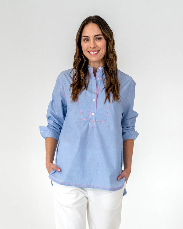 Elms+King | Dukes Bib Shirt | Blue