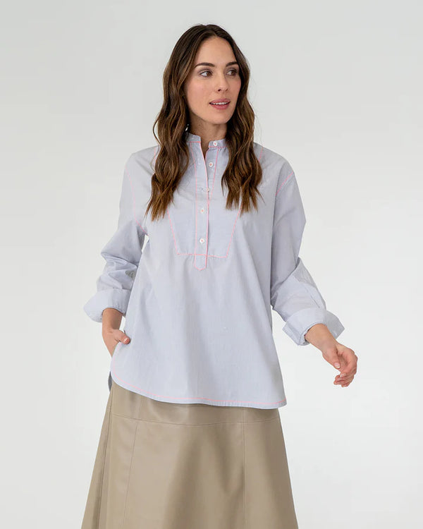 Elms+King | Dukes Bib Shirt | Steel