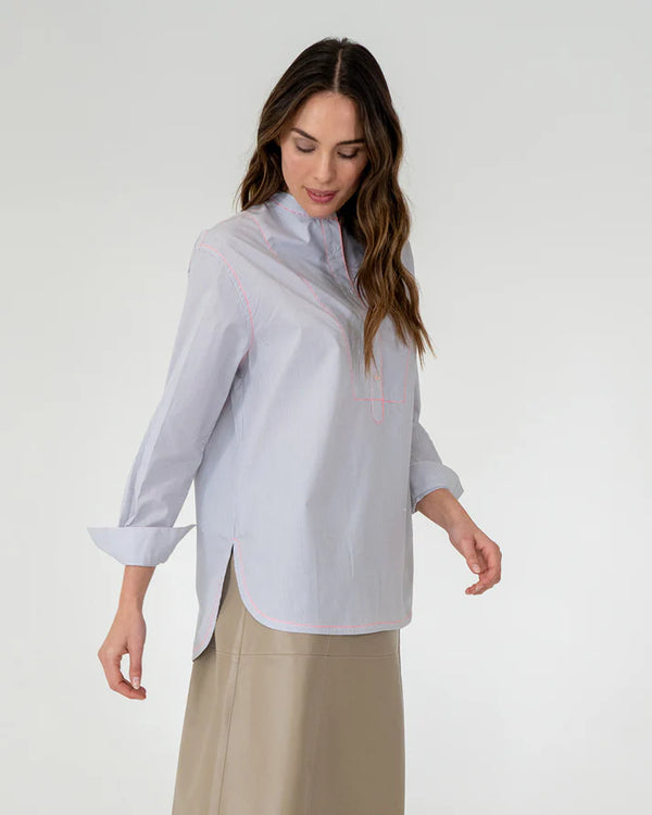 Elms+King | Dukes Bib Shirt | Steel
