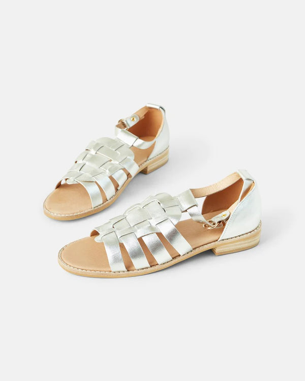 Walnut | Essie Leather Sandal | Metallic