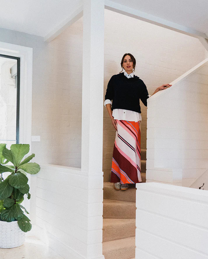 Elms+King | Austin Bias Skirt | Wide Stripe