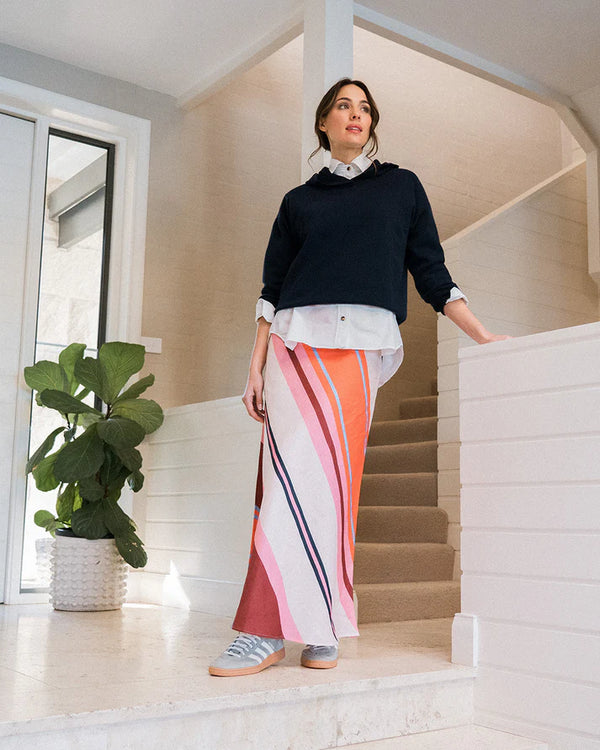 Elms+King | Austin Bias Skirt | Wide Stripe