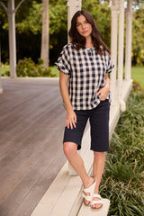 Goondiwindi Cotton | Honey Linen Blouse | Dark Navy