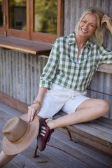 Goondiwindi Cotton | 3/4 Sleeve Linen Shirt | Cedar Green