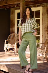 Goondiwindi Cotton | Honey Linen Blouse | Cedar Green
