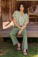 Goondiwindi Cotton | Honey Linen Blouse | Cedar Green