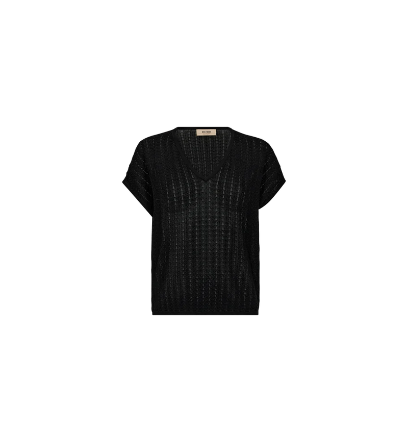 Mos Mosh | Shani Plain V-neck Knit | Black
