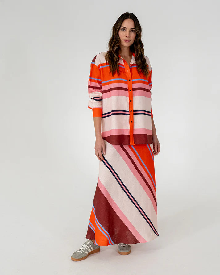 Elms+King | Austin Bias Skirt | Wide Stripe