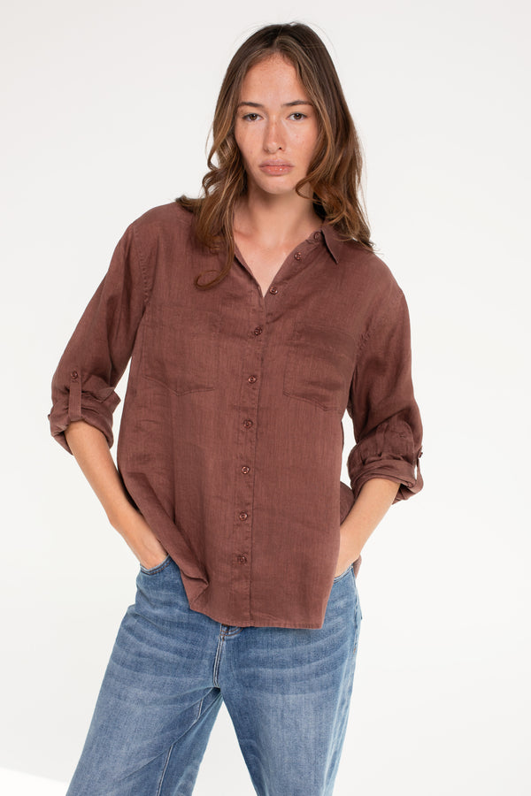 HUT / Cinnamon Boyfriend Linen Shirt - HUT Collective