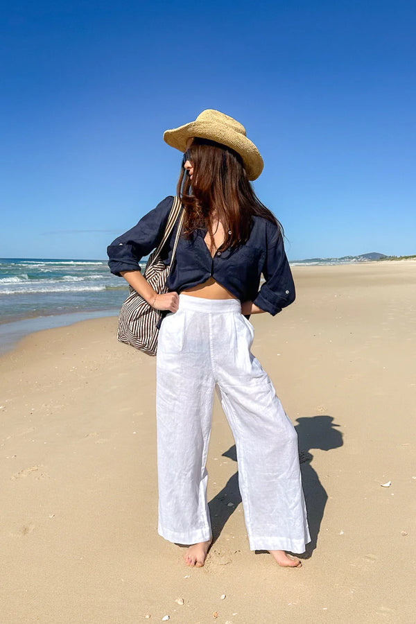 HUT / Forever Navy Boyfriend Linen Shirt