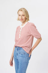 Kireina | Jacqueline Top | White w/Red Stripe
