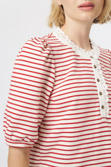Kireina | Jacqueline Top | White w/Red Stripe