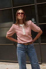 Kireina | Jacqueline Top | White w/Red Stripe