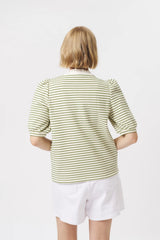 Kireina | Jacqueline Top | White w/Green Stripe