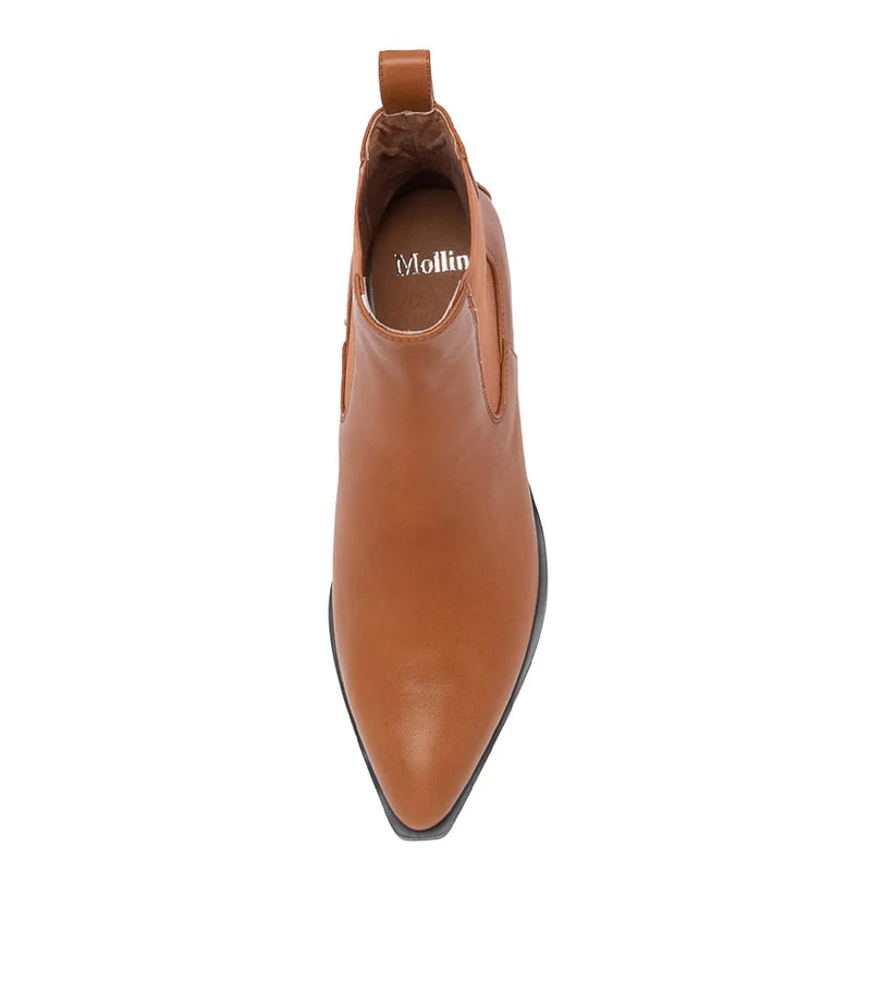 Mollini | Rage Cognac Dark Tan Leather Chelsea Boots