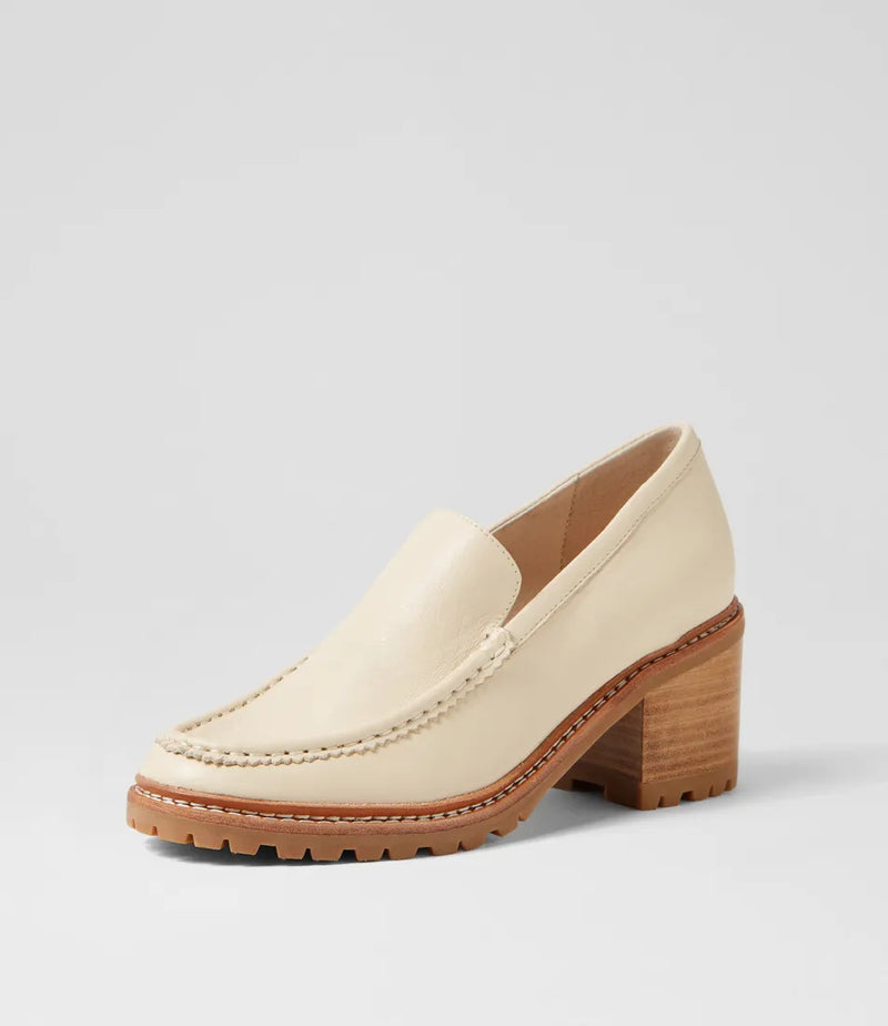 Mollini | Bonnee Oatmilk Natural Heel Leather Heels