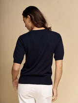 Zjoosh | Melissa Cotton Cashmere Knit | Navy