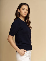 Zjoosh | Melissa Cotton Cashmere Knit | Navy