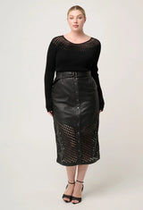 OnceWas  | Rhiannon Viscose Nylon Sheer Knit Top | Black