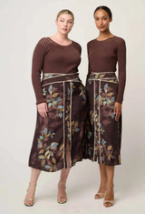 OnceWas  | Rhiannon Viscose Nylon Sheer Knit Top | Mocha