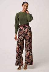 OnceWas  | Roselle Cotton Cashmere Knit Top | Winter Moss