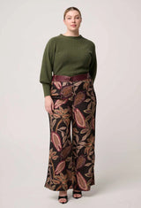 OnceWas  | Roselle Cotton Cashmere Knit Top | Winter Moss