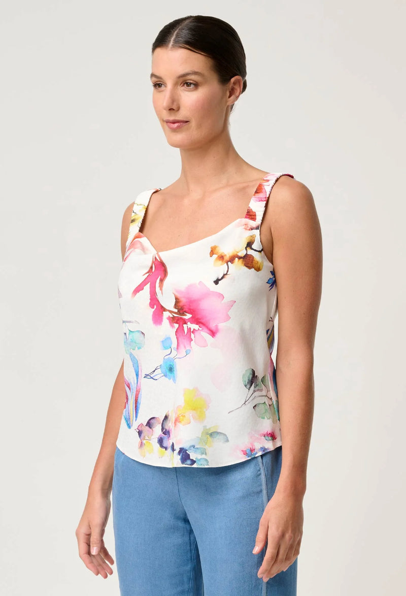 OnceWas  | Delray Reversible Cupro Cami in Plume Blossom