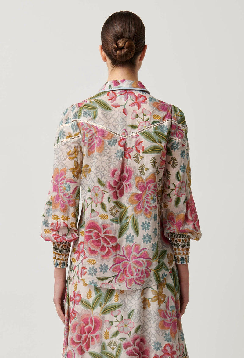 OnceWas | Wren Lace Cotton Slub Shirt | Azalea Fields