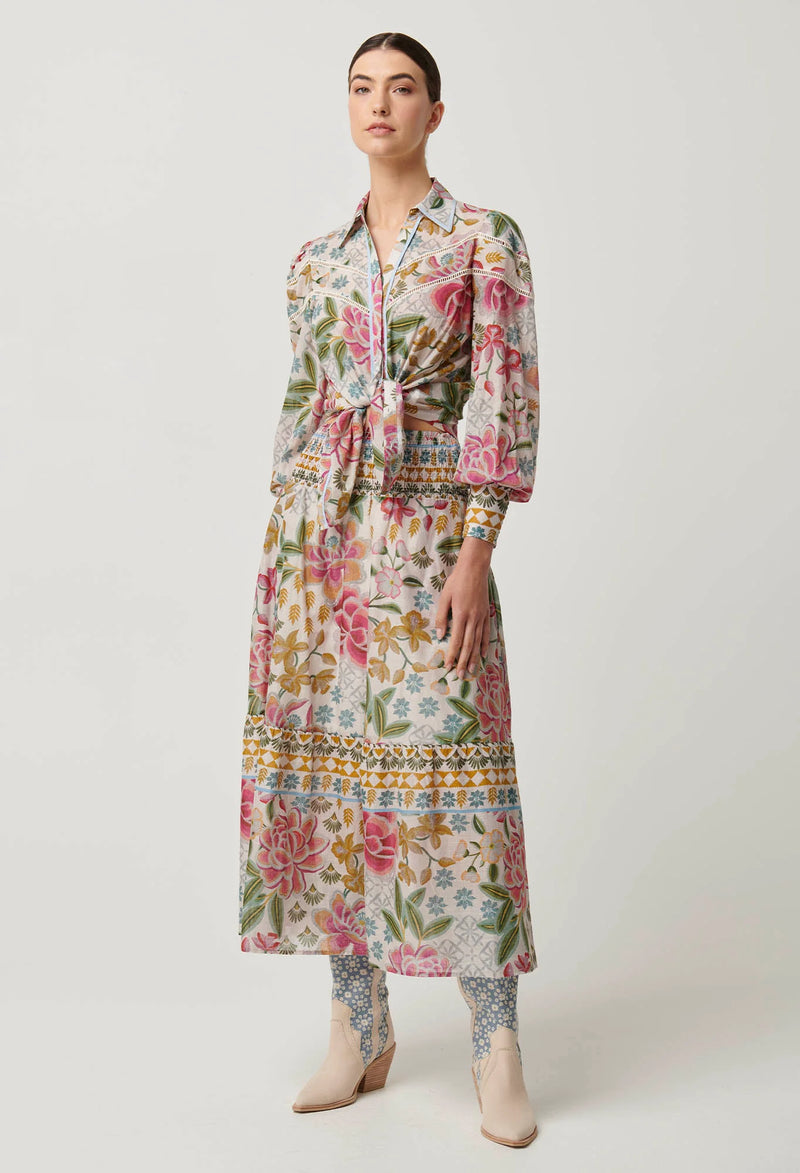 OnceWas | Wren Lace Cotton Slub Shirt | Azalea Fields