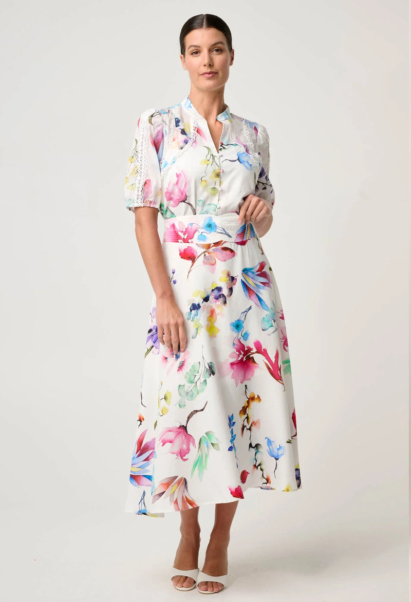 OnceWas  | Thalia Lace Cotton Slub Shirt in Plume Blossom