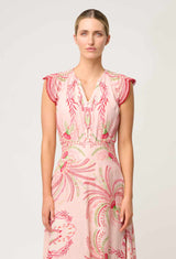 OnceWas | Aseel Linen Viscose Embroidered Top  | Palmarosa