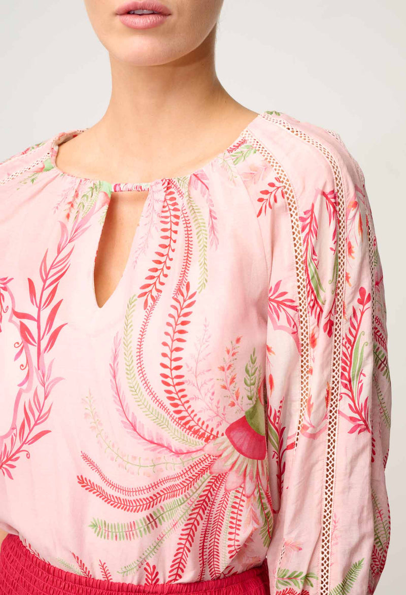 OnceWas | Sakina Cotton Silk Blouse | Palmarosa