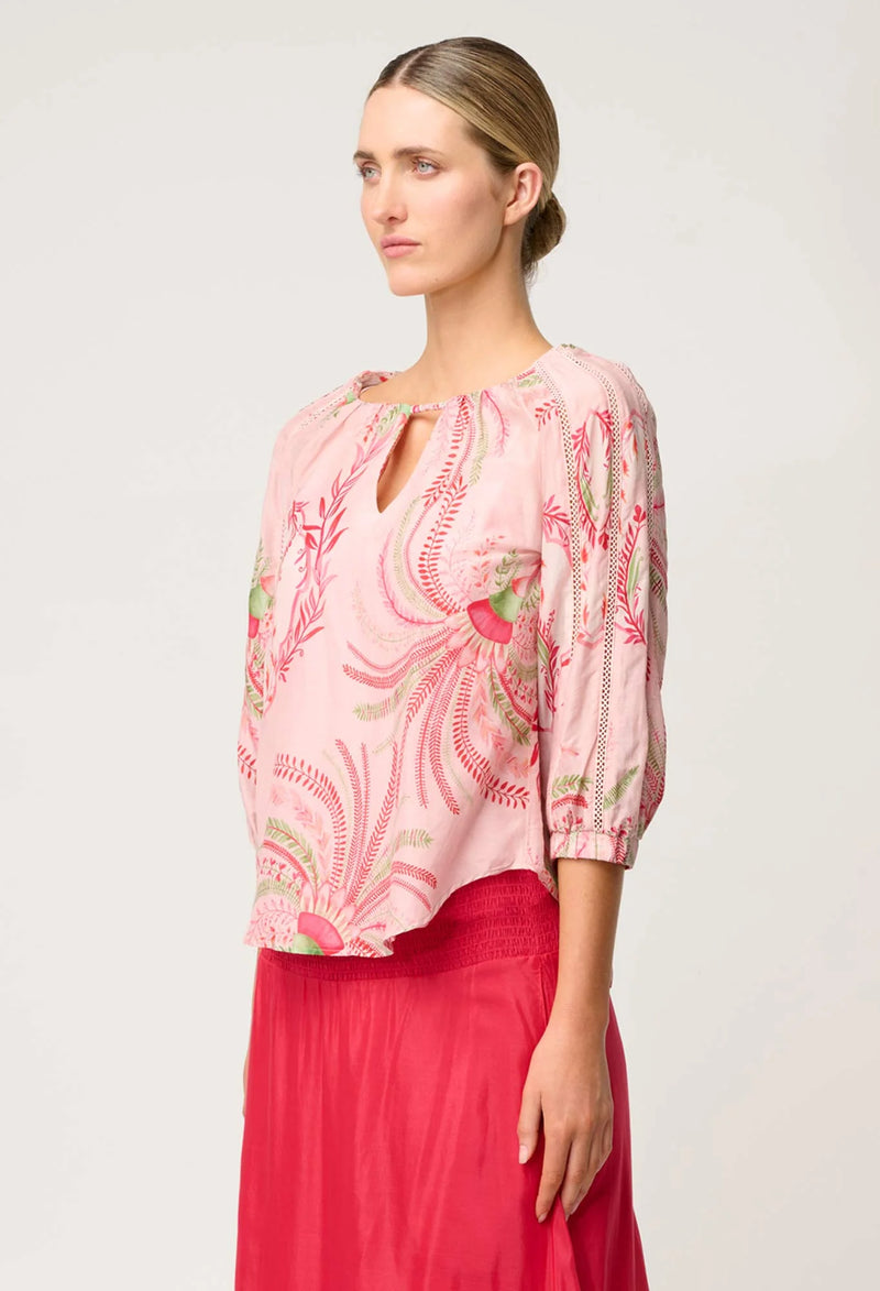 OnceWas | Sakina Cotton Silk Blouse | Palmarosa