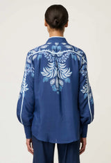 OnceWas | Asher Viscose Faille Shirt | Moonlit Batik