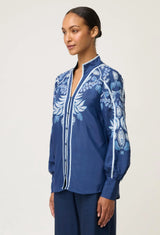 OnceWas | Asher Viscose Faille Shirt | Moonlit Batik