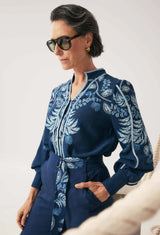 OnceWas | Asher Viscose Faille Shirt | Moonlit Batik